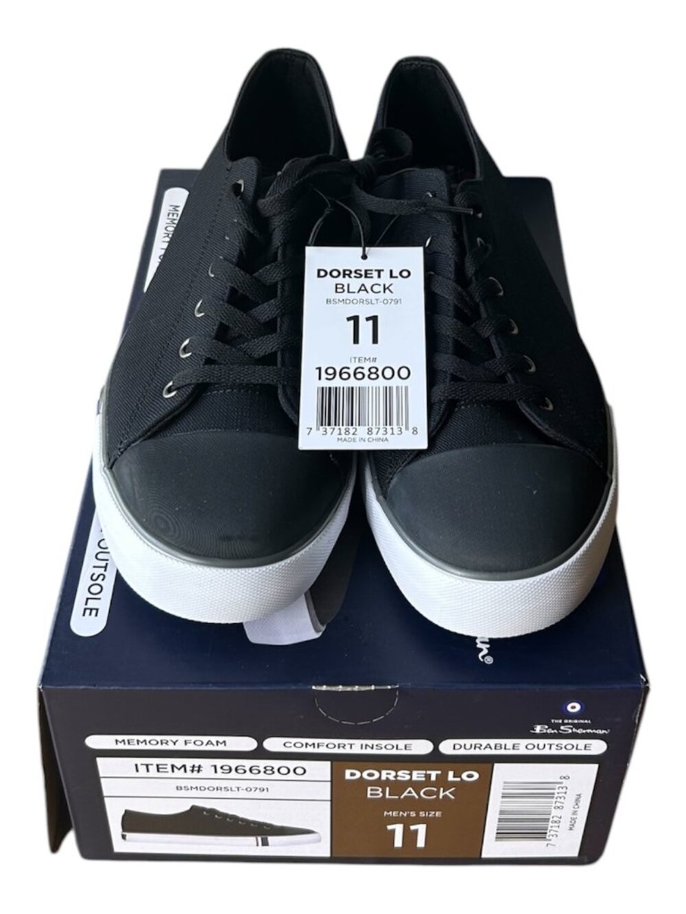 Ben Sherman Men's Canvas Shoe Memory Foam Black Size 11